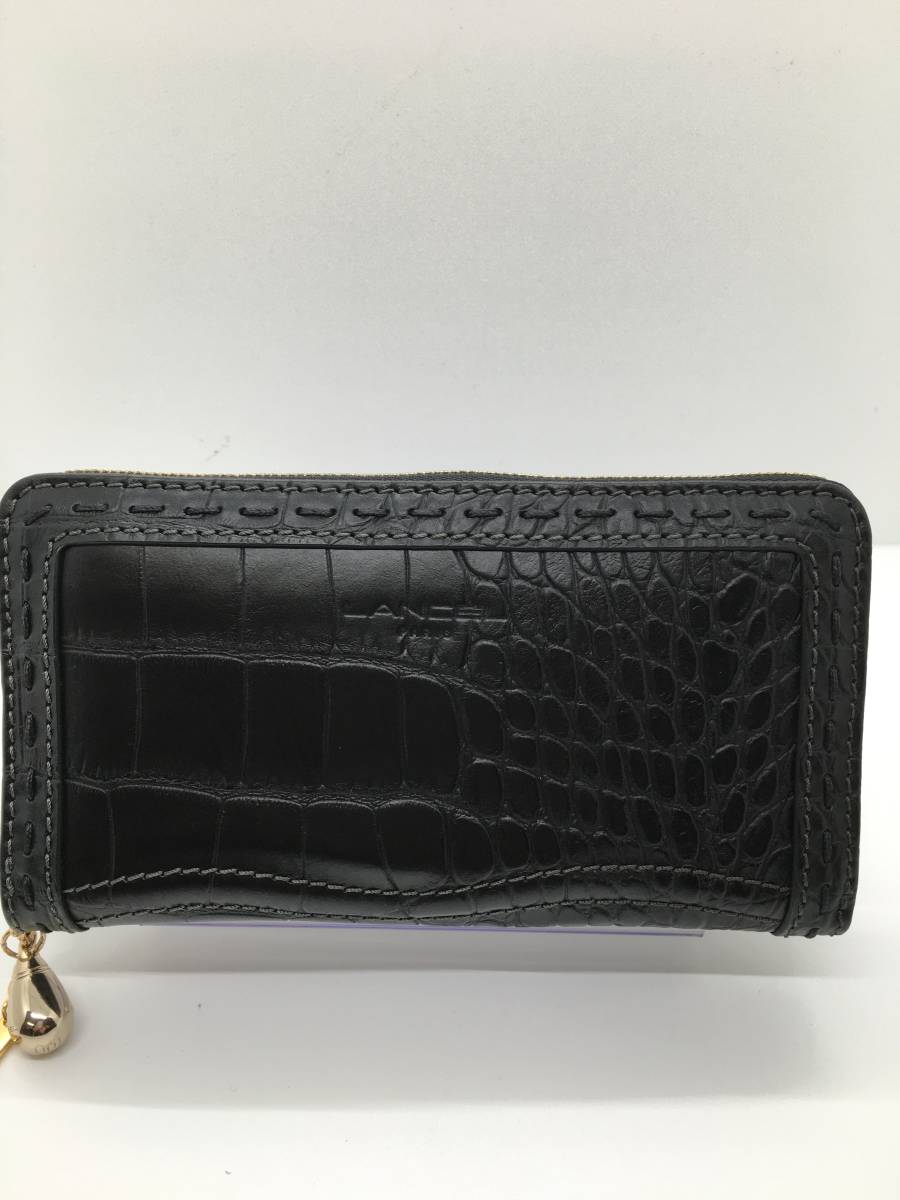 LANCEL(ランセル)　長財布 クロコ型押し ブラック　